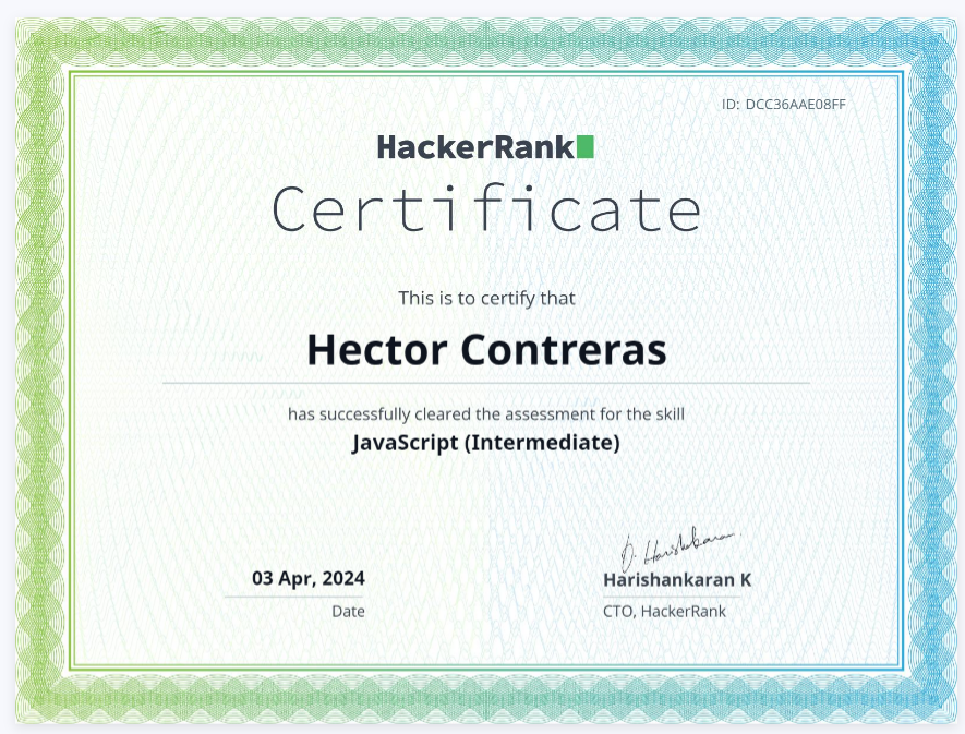 Certificado Javascript nivel Intermedio